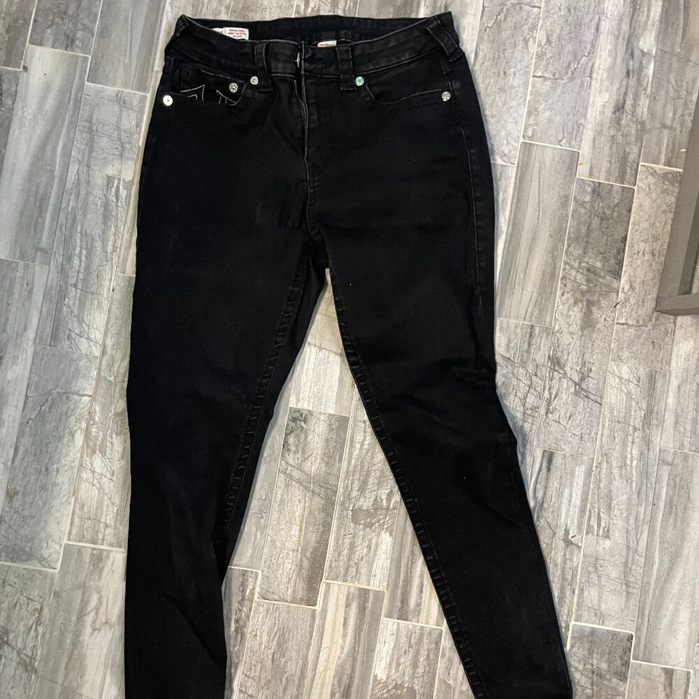 Black True Religion Jennie Curvy Jeans, Size 32